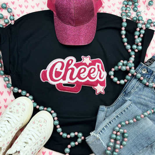 So Cute! Cheer Pink Chenille Patch T-Shirt