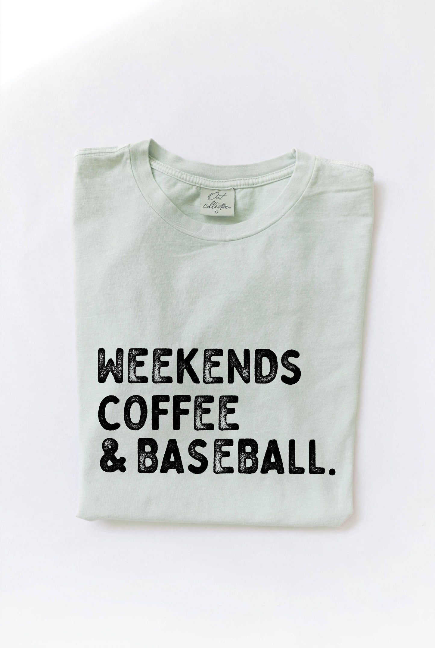 WEEKENDS COFFEE AND BASEBALL Mineral Washed Graphic Top