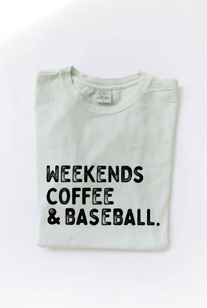 WEEKENDS COFFEE AND BASEBALL Mineral Washed Graphic Top