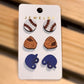 Baseball 3 pair set earrings