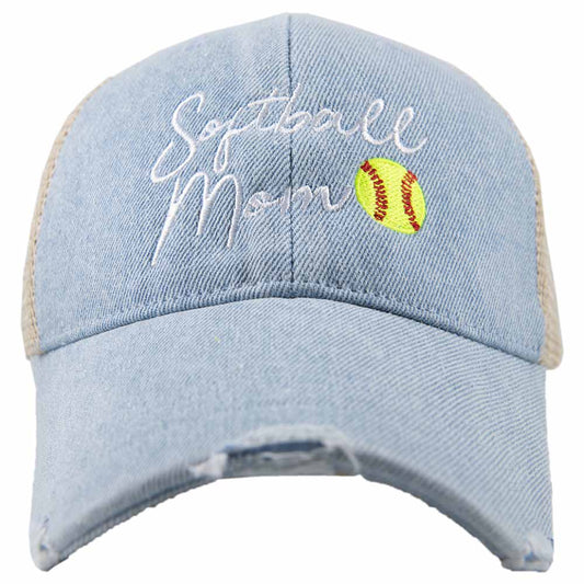 Softball Mom  Denim Trucker Hat